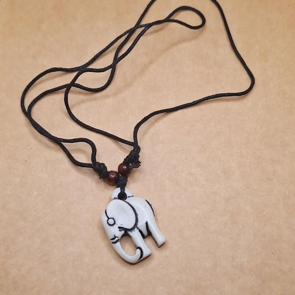 tribal white elephant necklace